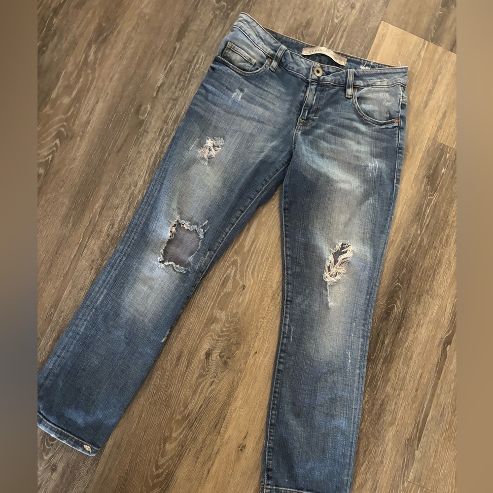 Guess Distressed Women's Blue Denim Jeans Sz 24